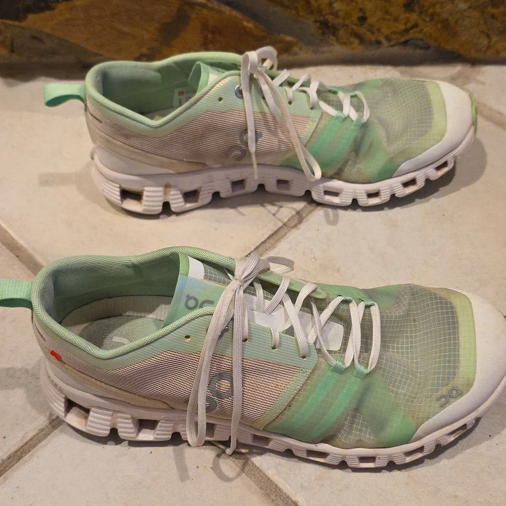 On Running Mint and White Athletic Shoes